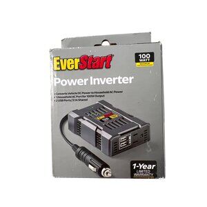 EverStart 100W Power Inverter With 2 USB Ports 1 AC Outlet 12V Plug Powers NEW
